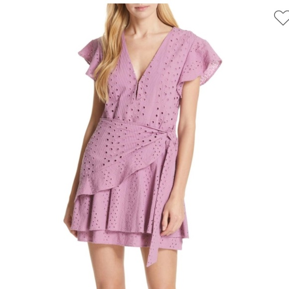 dolan Dresses & Skirts - Dolan Pasty Eyelet Wrap Cap Sleeve Mini Dress